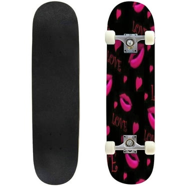 black love background with lips Outdoor Skateboard Longboards 31"x8" Pro Complete Skate Board Cruiser
