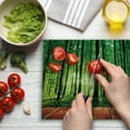 thumbnail image 3 of Forest Cutting Board, Trees Forest Picture from Indoor Sun Rays as Background Wooden Floor Art Print, Decorative Tempered Glass Cutting and Serving Board, Large Size, Green Brown, by Ambesonne, 3 of 5