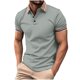 thumbnail image 1 of Mens Manga Corta Botón Abajo Camisas Patchwork Fallow Patrón Cuello Redondo Deportes Top para Diario, 1 of 6