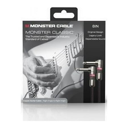 UPC: 0741835112222 | Monster Cable 0.25 in. Monster 600493-00 Prolink Monster Classic Instrument Cable with 8 in. Right Angle to Right Angle