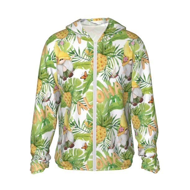 Balery Gnome and Pineapple Sudadera ligera de manga larga con capucha y protección solar UPF 50+ para hombre y mujer, ideal para pesca y running-Medium
