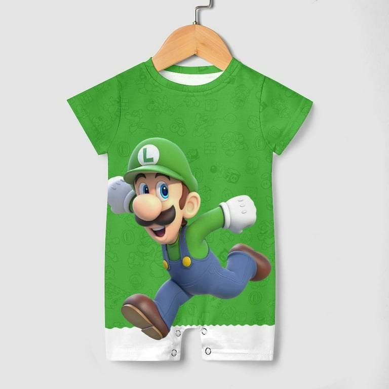 Super Mario Luigi Baby Boy Girl Romper Short Sleeve Cotton
