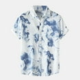 thumbnail image 2 of TAIAOJING Men's Casual Shirts Turn-Down Collar Short Sleeve Button Stripe Beach Print Blouse, 2 of 5