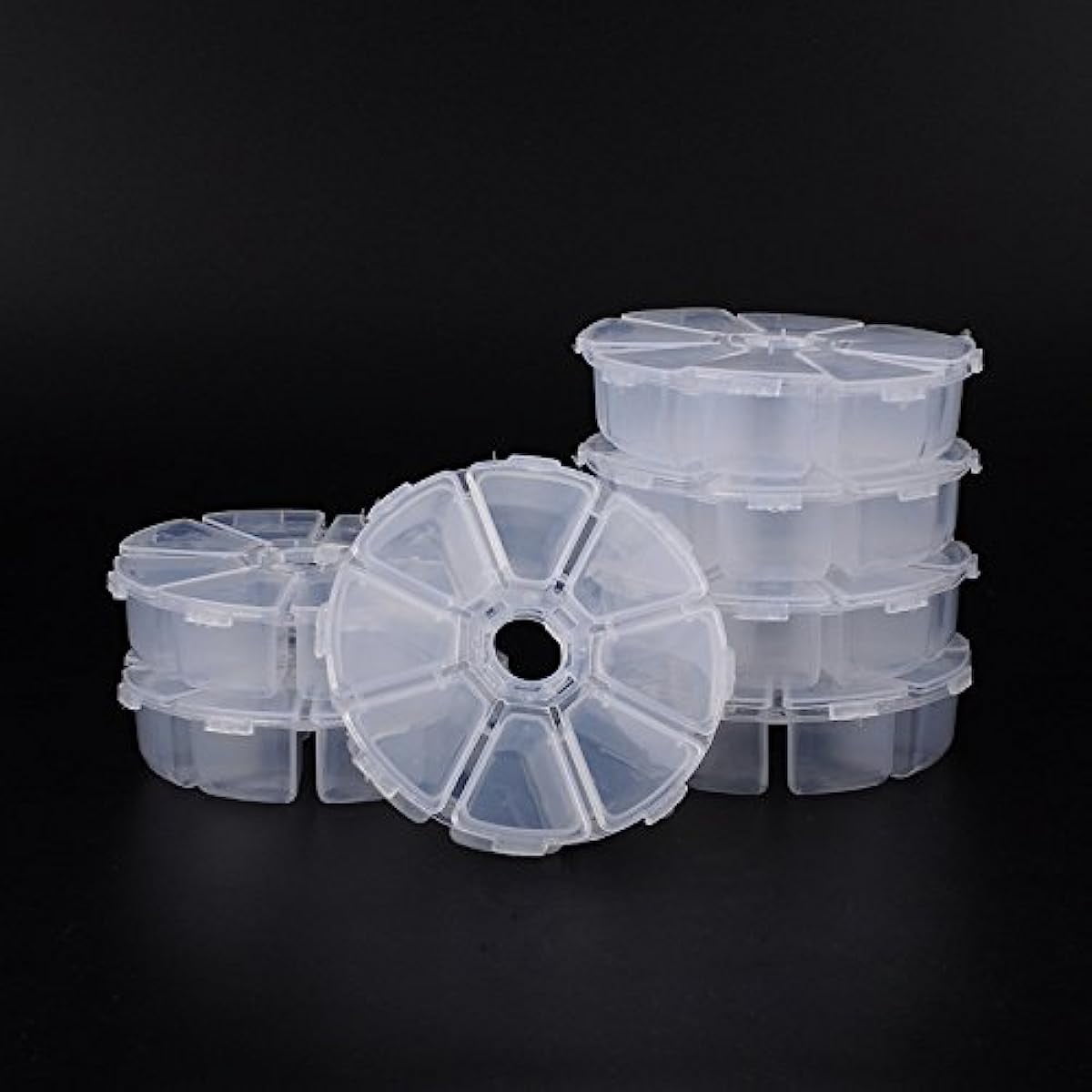 20 Sets 8 Compartments Round Resin Storage Box Bead Organizer Display Containers