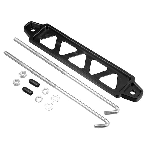 220mm Universal Aluminum Alloy Car Battery Hold Down Mount Bracket Set Black 5 Holes 8 Inch Bolt