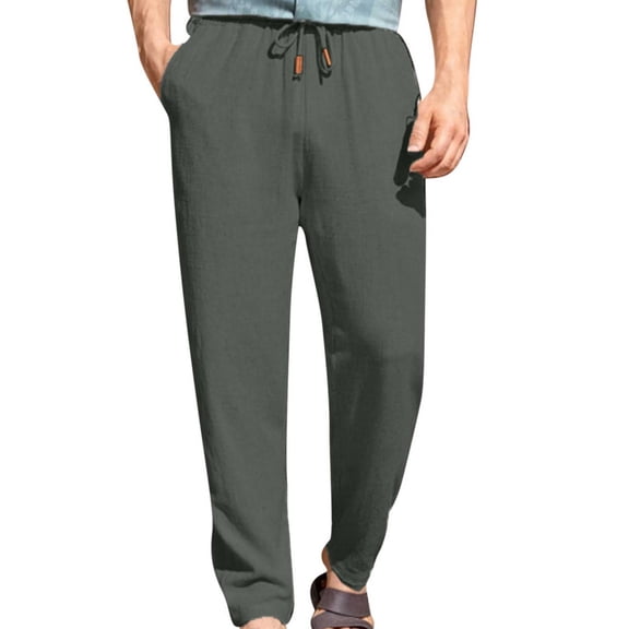 PNTUTB Men's Fashion Solid Color Lightweight Breathable Stretch Waist Loose Fit Casual Pants