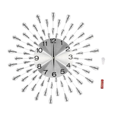 Wildnix Modern Crystal Wall Clock with Large Metal Dial, Luxury Scandinavian Design, Silent Quartz Movement for Stylish Home Decor