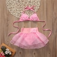 thumbnail image 3 of BemeyourBBs Toddler Baby Girl 2 Piece Swimsuit Summer Bikini Set Little Girl Bathing Suit Swimwear Pink 3D Floral Halter Bikini Top and Tutu Skirt with Liner Panty Beachwear, 3 of 7