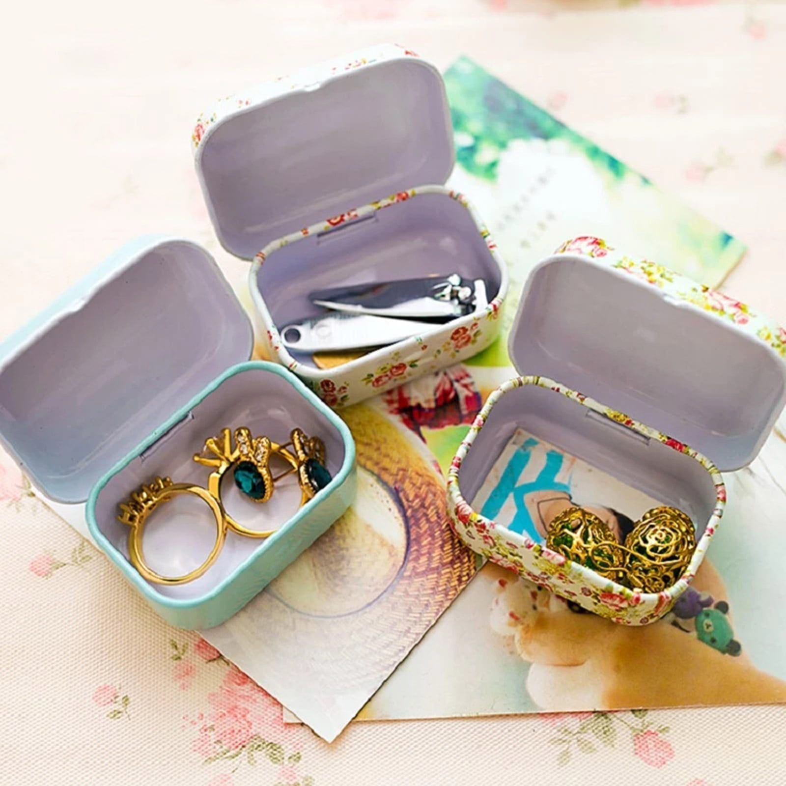  COHEALI 8 Pcs Tinplate Candy Tins Tin Containers with Lids  Rectangular Empty Tins Mini Trinket Tin Crafts Holder Case Jewelry Storage  Containers Holiday Candy Tins Metal Can Tin Box