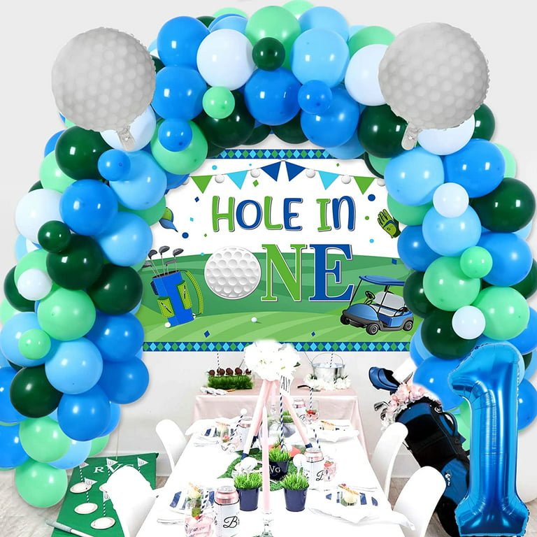 Golf Themed First Birthday Party Decorations for Boys, First Birthday  Decorations for Boy Golf One Highchair Banner, Hole In One First Birthday  Backdrop, Number 1 and Golf Foil Balloon 