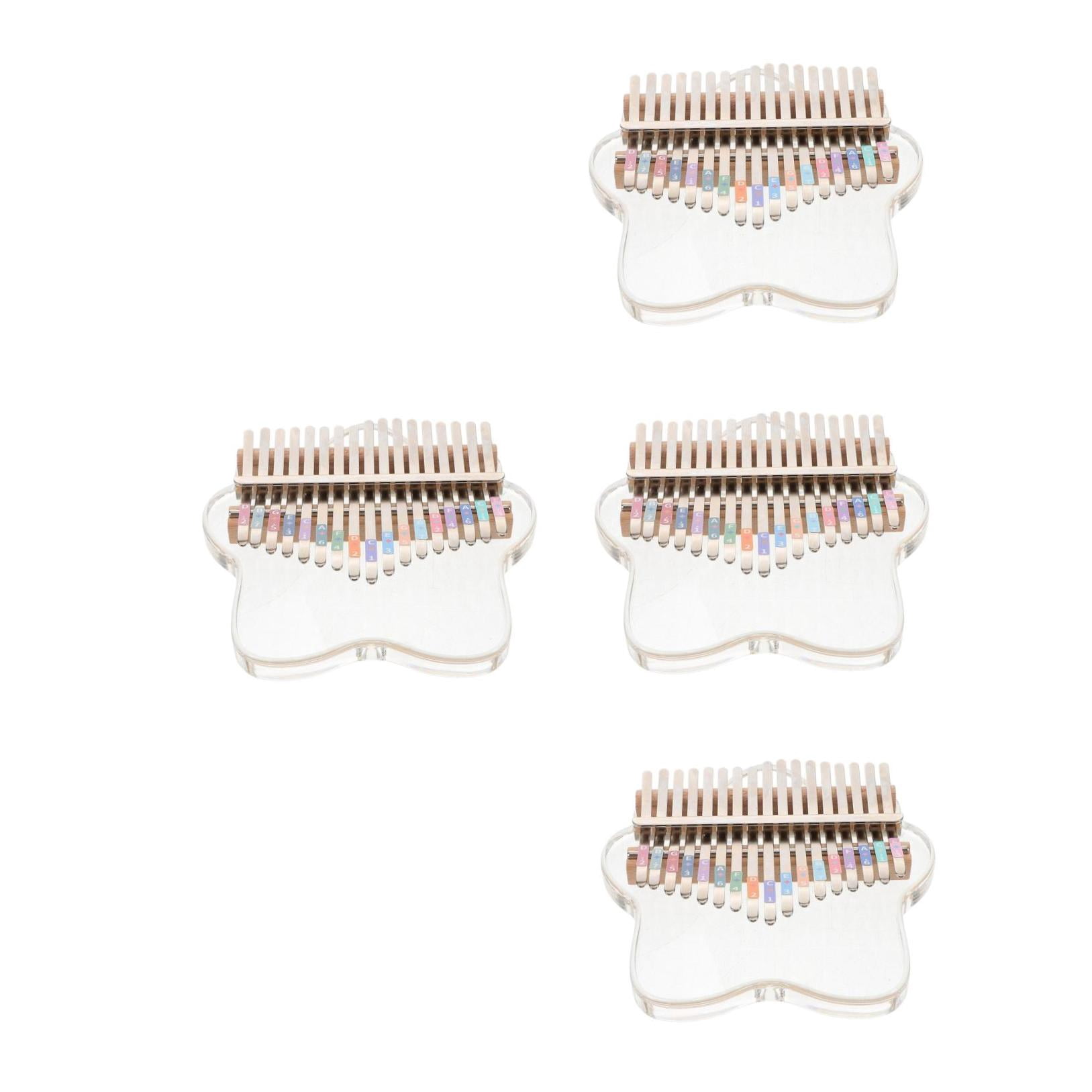 Masteelf 4pcs Transparent 17-Key Thumb Piano with Tuning Hammer Portable Kalimba for Beginners Thumb Piano Portable Kalimba Hand Piano Musical Instrument