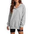 thumbnail image 2 of Gaigiky Hoodies for Women Solid Color Fleece Lined V Neck Long Sleeve Sweatshirt with Pocket Oversized Fall Daily Casual Pullover, 2 of 9
