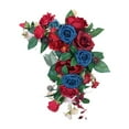 thumbnail image 3 of Tachiuwa Artificial Flower Swag, Silk Flowers, Rustic Handmade Centerpiece Garland, Wedding Arch Flowers for Wall Reception Backdrop Ornament Decoration Red Blue, 3 of 10