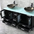 thumbnail image 2 of Wonline 60" Bathroom Vanity Plywood Cabinet Double Glass Vessel Sink Faucet Drain Set, 2 of 5