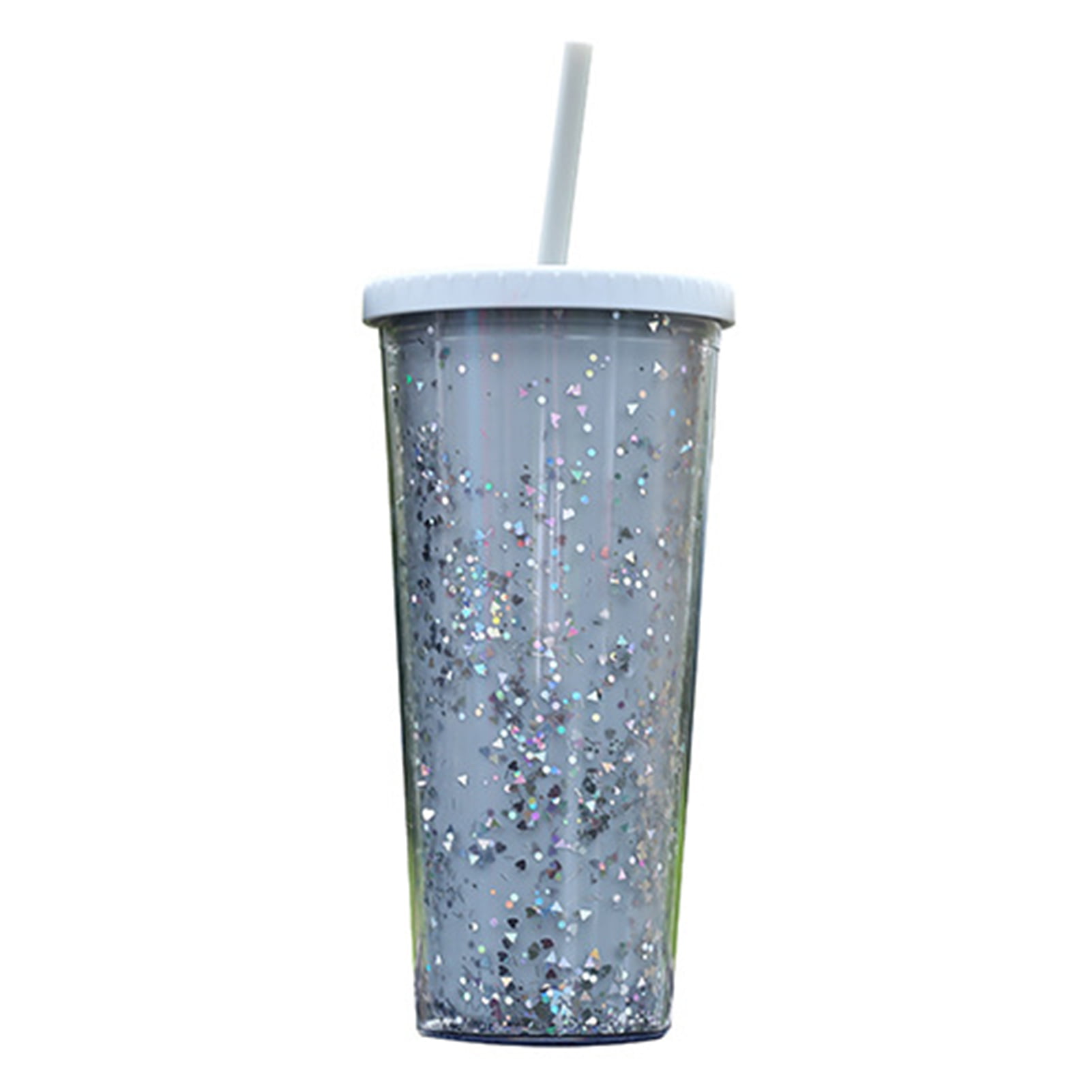 Clear Plastic Cups,Silver Glitter Plastic Tumblers Reusable Drink