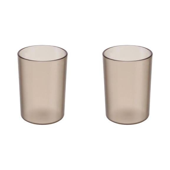 Plastic Toothbrush Cups 2 Pack, Unbreakable Bathroom Tumblers for Mouthwash, Stackable Reusable Cups with Comfortable Grip Dishwasher Safe - Blue/Green/Amber/Pink for Home Travel