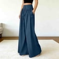 thumbnail image 4 of Mifsaly High Waisted Wide Leg Palazzo Pants Women Button Down Front Smocked Flowy Pant with Pockets Loose Fit Casual Summer Beach Vacation Clothes, 4 of 6