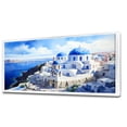 thumbnail image 2 of Designart "Coastal Orthodox Church Greece III" Oversized Landscapes Framed Wall Art - Country Blue Greece Living Room Framed Canvas Art, 2 of 6