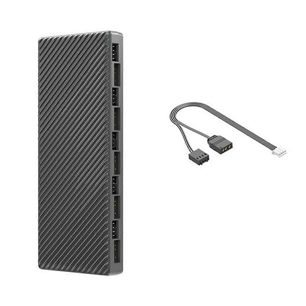 ARGB/PWM Hub Dual 10 Expansion Ports ARGB Controller 2 in 1 Fan HUB Adapter for Case Fan