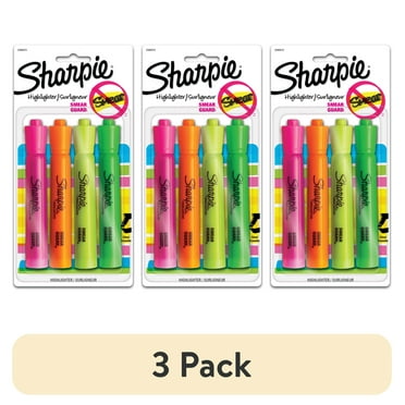(3 pack) Sharpie Tank-Style Highlighters, Chisel Tip, Assorted, 4 Count