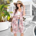 thumbnail image 5 of Beach Vacation Clothes Kimono Cardigan Loose Swimsuit Cover Up for Women White Horse and Leaf S, 5 of 6