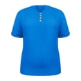 thumbnail image 4 of Endives Womens Linen T Shirt Casual Solid Color Button V Neck T Shirt Plus Size XL-5XL Blue, 4 of 5