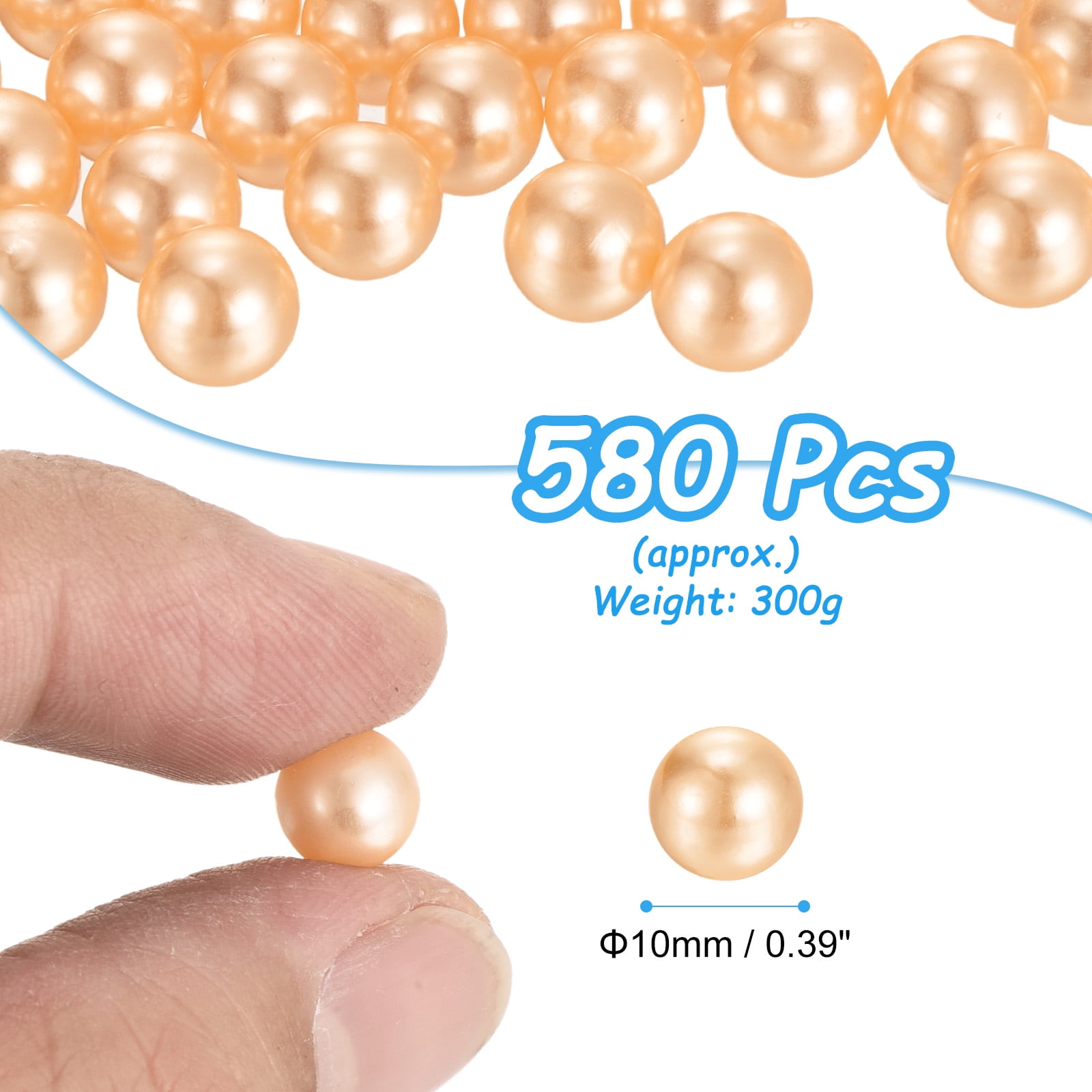 Uxcell 580pcs 10mm Champagne Pearl Beads ABS Faux Pearls Vase Fillers 300g Ornament Filler for Crafts