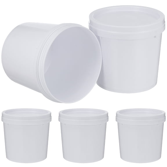 USHOBE Portable and Durable White Plastic Water Storage Bucket 5Pcs