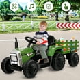 thumbnail image 5 of Infans 12V Kids Ride On Tractor with Trailer Ground Loader w/ RC & Lights Dark Green, 5 of 7