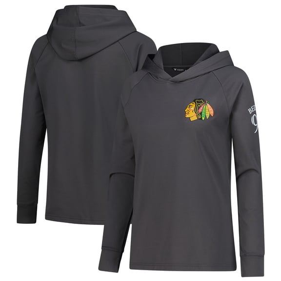 Women's Levelwear Connor Bedard Charcoal Chicago Blackhawks Impression Name & Number Raglan Hoodie