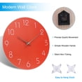 thumbnail image 3 of Uxcell 12 Inch Wall Clock, Battery Operated Non-Ticking Round Wall Clocks, Orange, 3 of 5