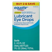 Equate Lubricant Eye Drops, 0.5 fl oz, Twin Pack