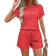 thumbnail image 4 of Lounge Sets for Women Casual 2 Piece Outfits Summer Printed Short Sleeve Tops and Pocket Shorts Matching Set, 4 of 5