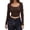 Coffee, variant on Jane Wardrobe Women's Square Neck Ribbed Crop Top, Long Sleeve Slim Fit Casual T-Shirt, 1 Piece, S-XXL Plus Size Friendly