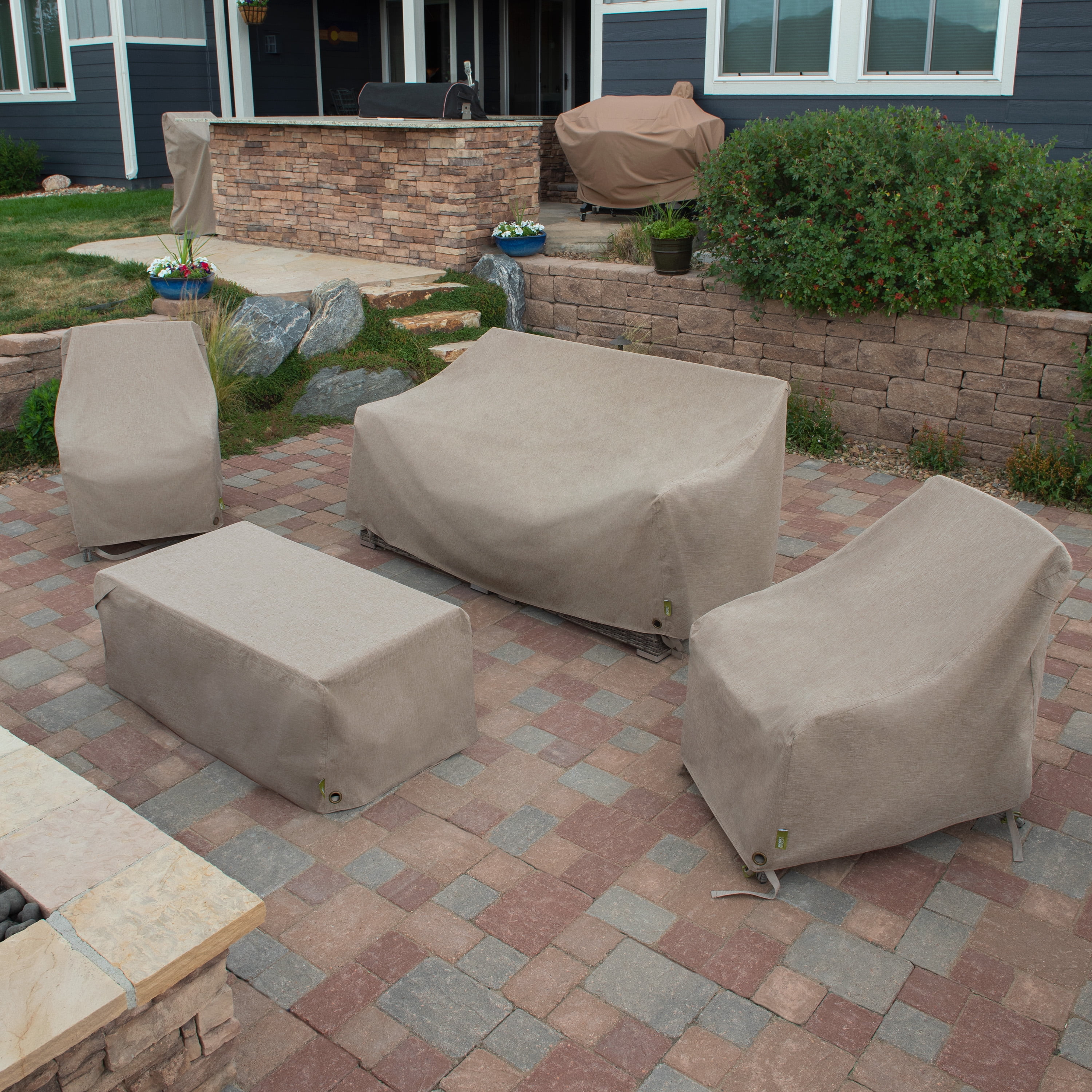 Modern Leisure Garrison Patio Loveseat Cover, Waterproof, 66"L X 40"W X 39"H, Sandstone