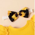 thumbnail image 4 of Penkiiy Toddler Baby Girls Sunflower Shorts Headdress Wood Ear Edge Top Clothes Suit Tutu Dresses for Toddler Girls 18-24 Months Yellow 2023 Summer Deal, 4 of 9