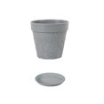thumbnail image 2 of MMJ Faux Ceramic Planter Round Vintage Embossed Plastic Pot with Tray 7.76x6.61x5.83in Green Plant Decorative Indoor Outdoor Antique, 2 of 6