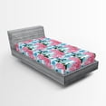 thumbnail image 2 of Ambesonne Roses Fitted Sheet, Pastel Colors Vintage Flowers, Twin XL Size, Pale Azure Blue Pale Pink, 2 of 5