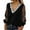 Black, variant on Women's Long Sleeve Loose Fit V Neck T-Shirt, Sparkle Trim Mesh Sleeve Blouse, Plus Size Casual Top for Party, Daily Wear and Special Occasion Black XXXXL