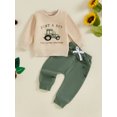 thumbnail image 3 of Elippeo Toddler Boys Fall Outfits 6 12 18 24 Months 3 4 Years Letter Tractor Print Long Sleeve Sweatshirts and Long Pants 2Pcs Clothes Set, 3 of 9