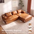 thumbnail image 3 of Aukfa Leather L-Shaped Sectional Sofa, Modular Boneless Couch with Right-Facing Chaise, Brown, 3 of 8