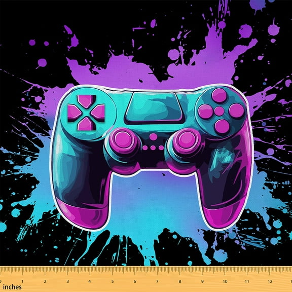 Homewish Gaming Fabric by the Yard 1 Yard,Teen Video Game Home Decor Fabric by the Yard,Pink Blue Black Sewing Fabric For Boys Girls,Super Cozy Bedroom Decoration