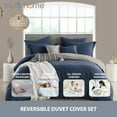 thumbnail image 3 of Swift Home 3PC Reversible Lightweight Duvet Cover & Sham Set, Navy/Graphite, Full/Queen, 3 of 6