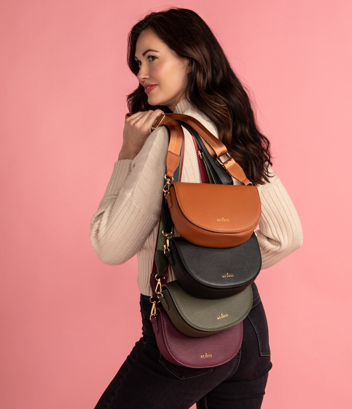 Kedzie Luna Crossbody Bag Shoulder Purse with Removable Strap, Oxblood (Women's)