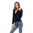 thumbnail image 2 of Women's Velour Sweatsuits Tracksuits Full Zip Sweatsuit Hoodie, Purple, S-2XL, 2 of 7