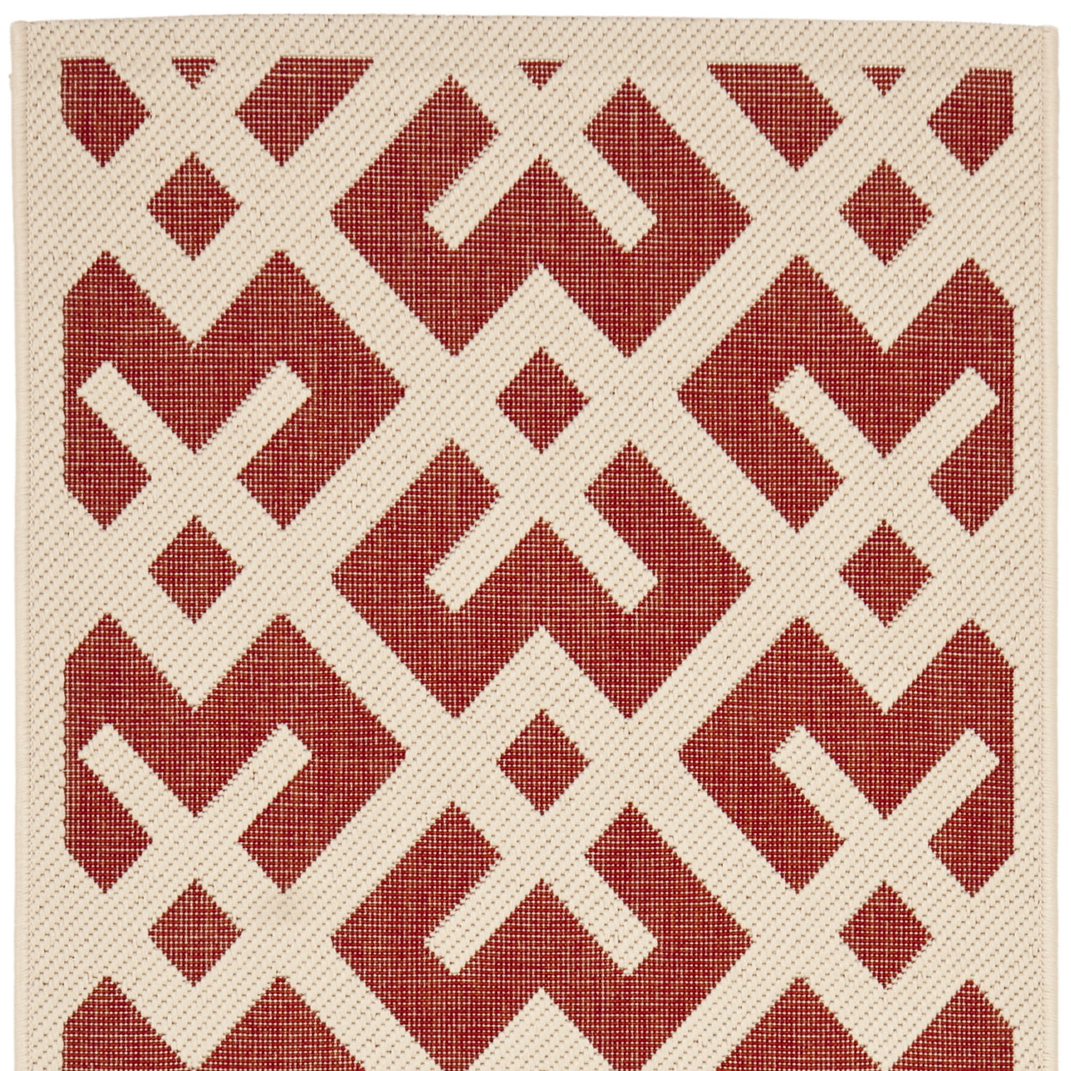 Safavieh Courtyard Alvin Geometric Indoor/Outdoor Runner Rug, Red/Bone, 2'3" x 8'