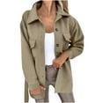 thumbnail image 2 of DYTTDG Women's Fashion Plus Size Lapel Button Coat Solid Color Long Sleeve Pocket Tweed Casual Jacket on Clearance Family Gifts, 2 of 6