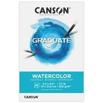 Canson Graduate Watercolor Paper Pad, Foldover Binding, (117lb/250g), 20 Sheet, 5.5" x 8.5"