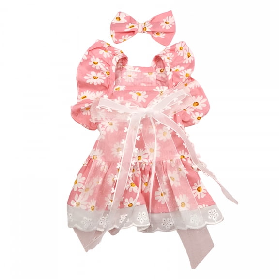TELOLY Dogs Dresses Daisy Elegant Princess Doggie Dress with Flowers Decor Easter Day Spring Summer Small Cat Dress Clothes