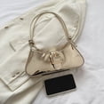 thumbnail image 3 of Bolsa De Hombro Bolso de hombro para mujer Bolsos Moda Brillante PU Sólido Bajo el brazo Bolsos (Oro) Sywqhk Para Estrenar, 3 of 8